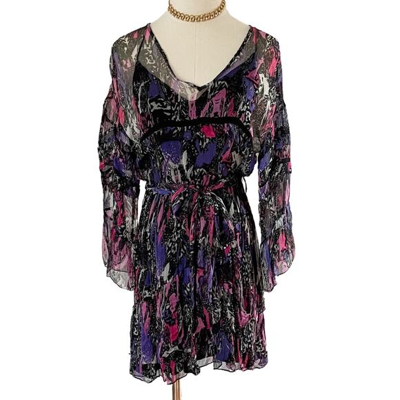 IRO Clash Floral Chiffon Ruffle Mini Dress size FR 34 / US XS 2 - Picture 5 of 16